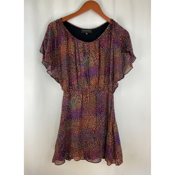Corey Lynn Calter XS Floral Print Mini Dress Flutter Sleeve Elastic Waist Party - Picture 1 of 10
